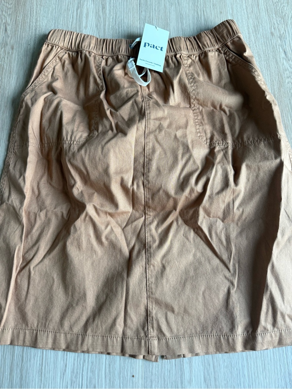 Pact Organic Cotton Daily Twill Skirt Camel NEW LARGE - Picture 3 of 3